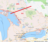 Map of Ontario with diagonal line just south of North Bay, indicating 'Yes' above the line and 'No' below the line vis a vis question posed in title