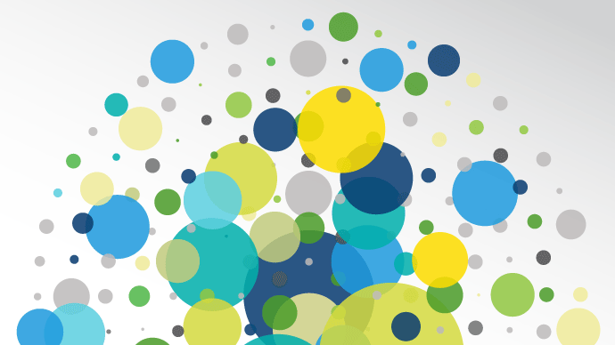 colorful bubbles in a half circle