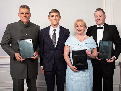 OBA Past-President Colin Stevenson, with President's Award winners Mitch Kowalski, Crystal O'Donnell and Maurizio Romanin