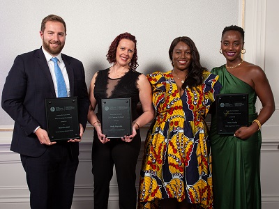 OBA Past-President Charlene Theodore and President's Award winners Nic Wall, Molly Reynolds and Nana Yanful