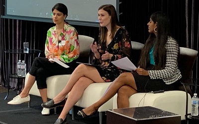 Photo of panelists Anna Alizadeh, of WeirFoulds LLP; Justine Johnston, of Baker & McKenzie LLP; and Richa Sandill, of Don Valley Community Legal Services