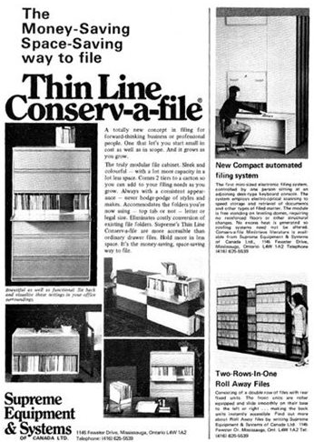 ad for Thin line Conserv-a-file