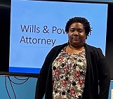 Nandi Deterville leading a Make A Will Month public info session