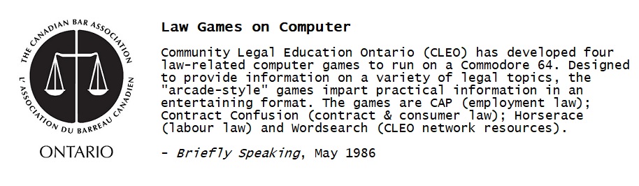 ad about Law games on a Commodore 64