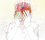 sketch of person holding head in pain