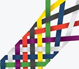 Multiple colored bands woven together