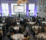 Photo of guests gathered around round tables at Crystal Ballroom for OBA Awards Gala