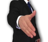 Hand outreached to shake