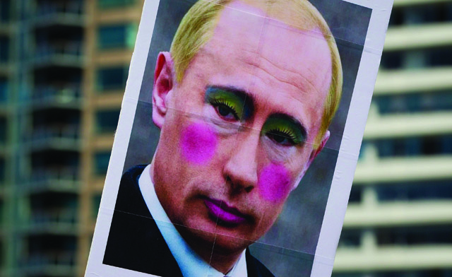 Vladimir Putin with facial makeup