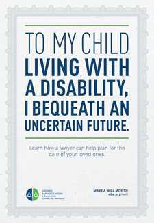 To my child living with a disablity, I bequeath and uncerntain future