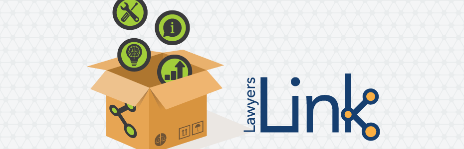 Illustration of a cardboard box with circle icons falling in it.  Lawyers Link