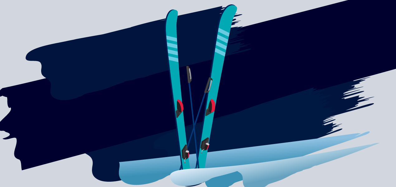 Abstract illustration of two teal exclamation marks emerging from blue water against a dark navy brushstroke background