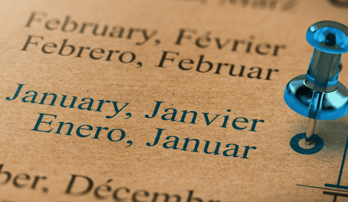 Calendar image with blue pin for January