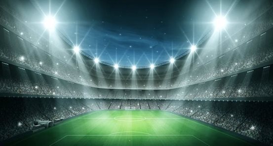 Stadium with all lights on field