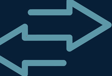 Two opposing horizontal arrows pointing left and right, representing bidirectional movement, navigation, or data exchange.