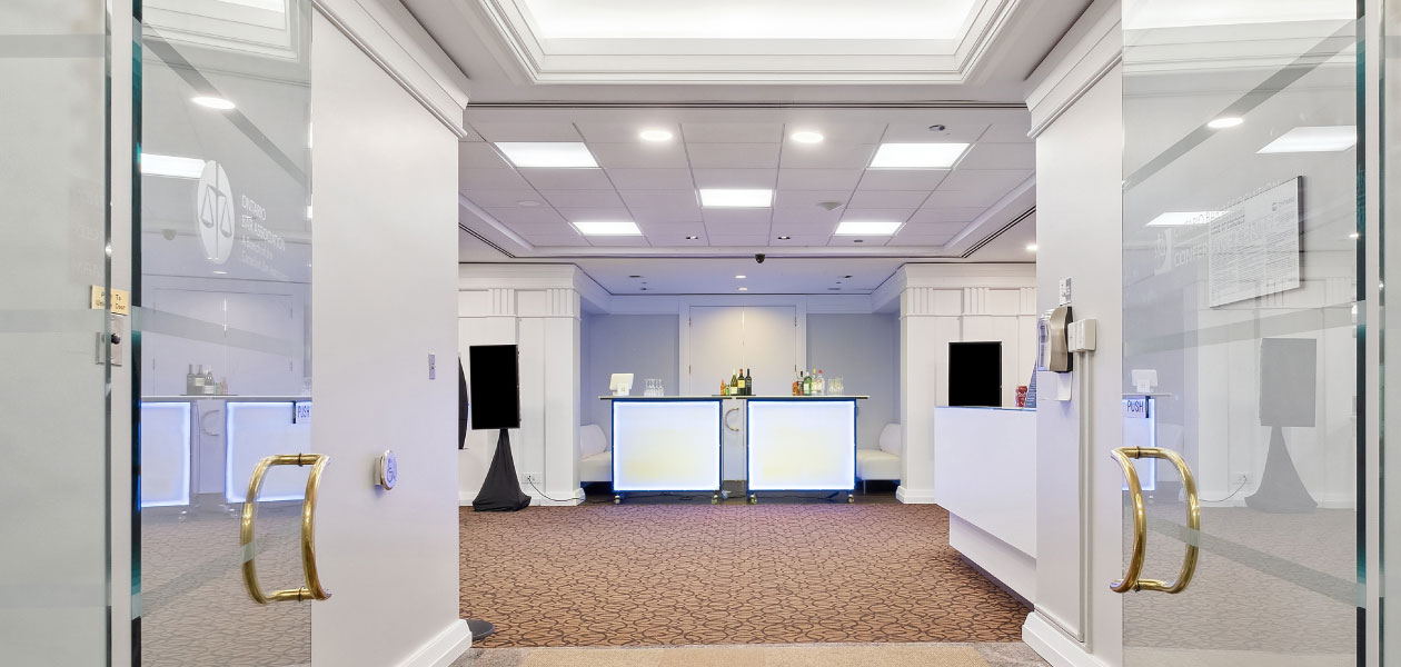 Glass doors entering into OBA Conference Centre